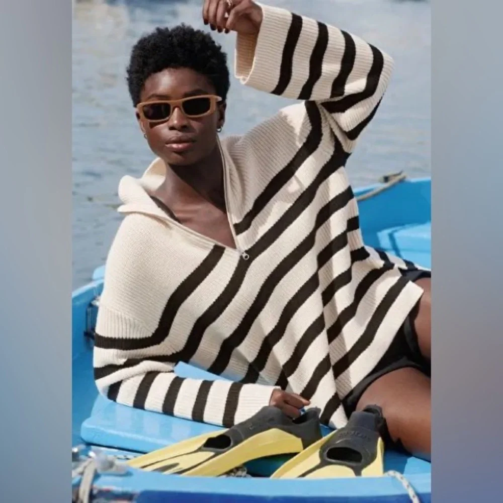 🔥& Other Stories Striped Half-Zip Sweater, NWOT, XS - Picture 2 of 7